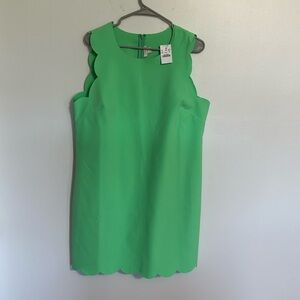 J. Crew Green Scalloped Dress